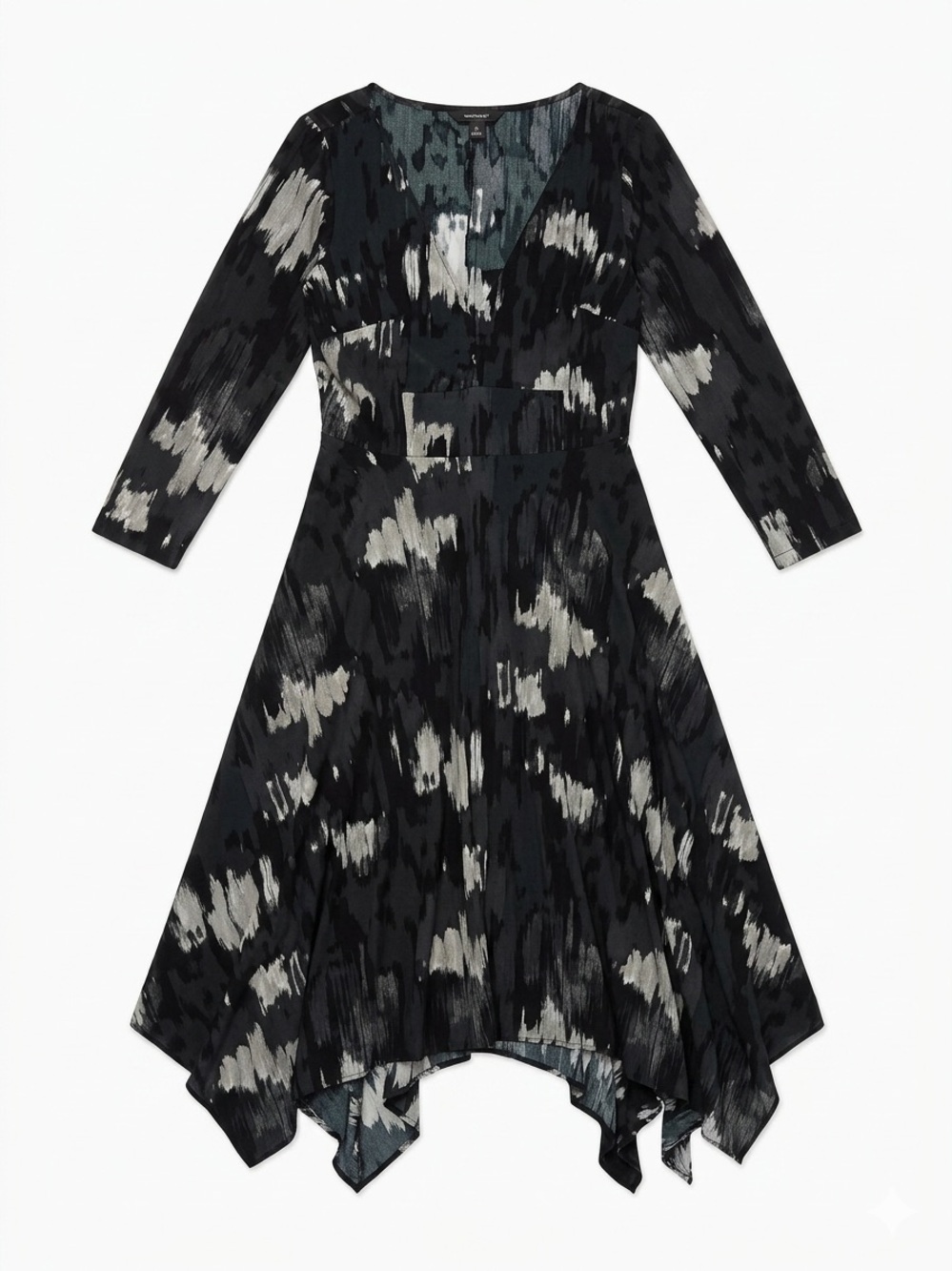 Simply Vera Vera Wang Handkerchief Dress Black Cream Abstract Art Knit XS - Picture 3 of 6